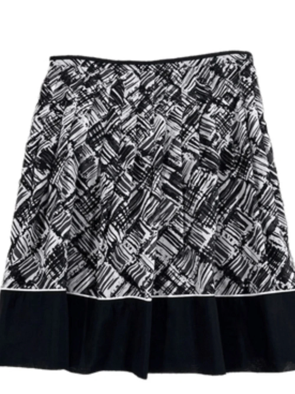 Talbots Fully Lined Black/Ivory Skirt Black Border Hem, Sz 10P, Classic Elegance - Picture 3 of 6